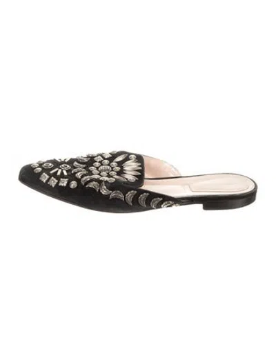 Pre-owned Alberta Ferretti Suede Patterned Mules In Black