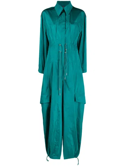 Alberta Ferretti Taffeta Drawstring-waist Jumpsuit In Grün