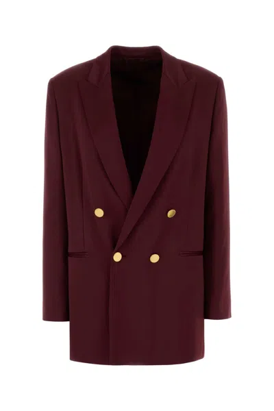 Alberta Ferretti Tyrian Satin Blazer In Brown
