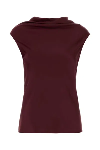 Alberta Ferretti Tyrian Satin Mini Top In Burgundy