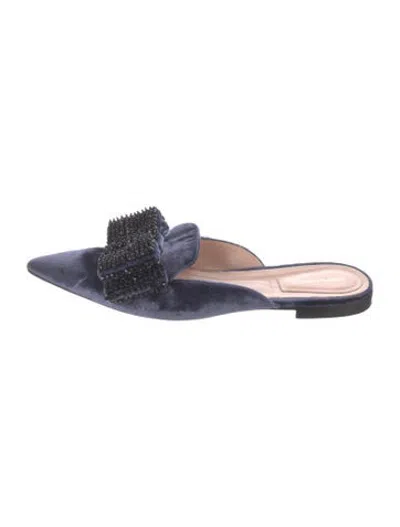 Pre-owned Alberta Ferretti Velvet Mules In Blue