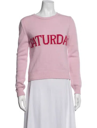 Pre-owned Alberta Ferretti Virgin Wool Graphic Print Sweater In Pink