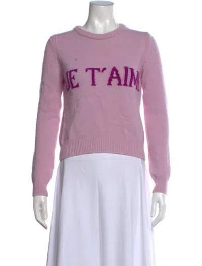 Pre-owned Alberta Ferretti Virgin Wool Graphic Print Sweater In Purple
