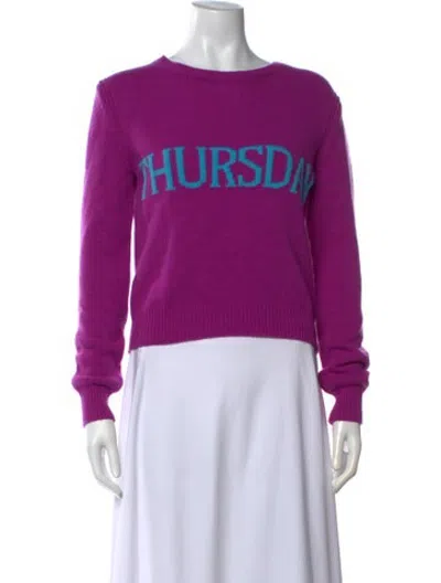 Pre-owned Alberta Ferretti Virgin Wool Graphic Print Sweater In Purple