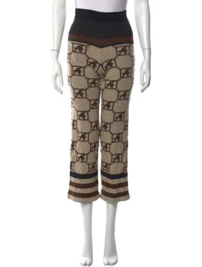 Pre-owned Alberta Ferretti Virgin Wool Straight Leg Pants In Neutrals