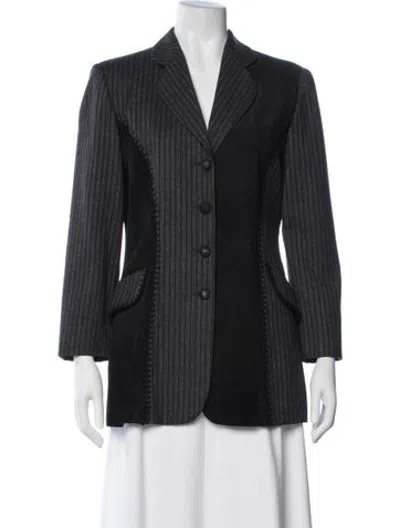 Pre-owned Alberta Ferretti Virgin Wool Striped Blazer In Black