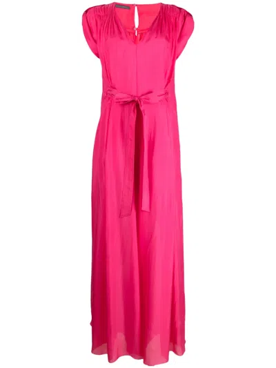 Alberta Ferretti Wide Silk Canvas Jumpsuit In Rosa