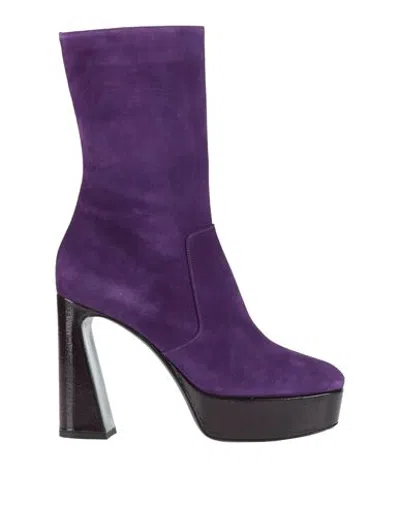 Alberta Ferretti Woman Ankle Boots Mauve Size 10 Leather In Purple