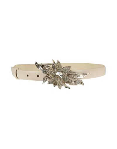 Alberta Ferretti Woman Belt Off White Size S Leather In Metallic