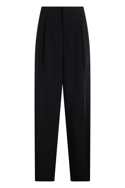 Alberta Ferretti Women Black Straight Pleated Pant