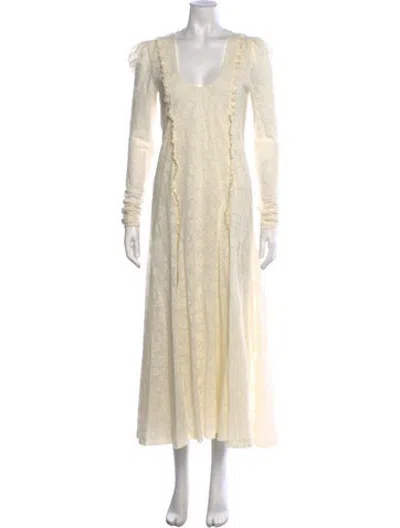 Pre-owned Alberta Ferretti Wool Long Dress In Neutrals