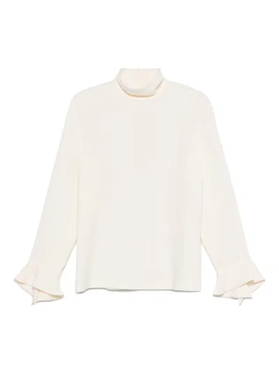 Alberto Biani High-neck Blouse In Cream