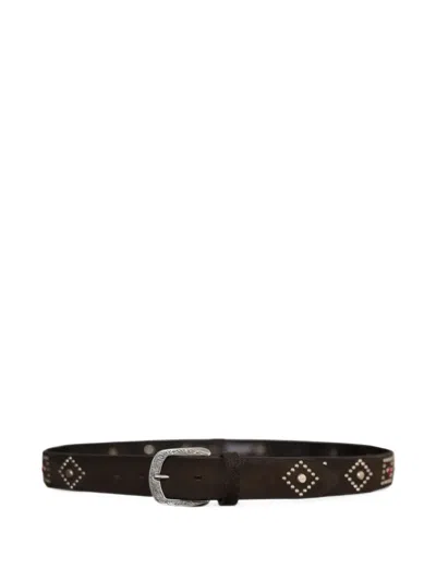 Alberto Luti Studded Leather Belt In Brown