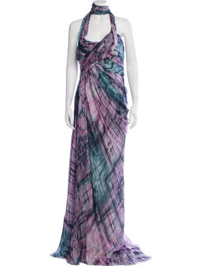 Pre-owned Alberto Makali Silk Long Dress In Purple