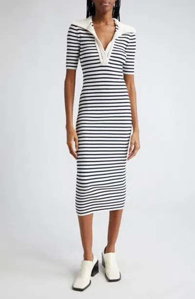 A.l.c . Darcy Stripe Midi Sweater Dress In White