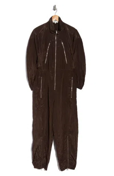 A.l.c . Gavin Taffeta Jumpsuit In Brown