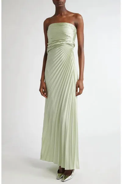 A.l.c Layla Strapless Pleated Maxi Dress In Spearmint In Green