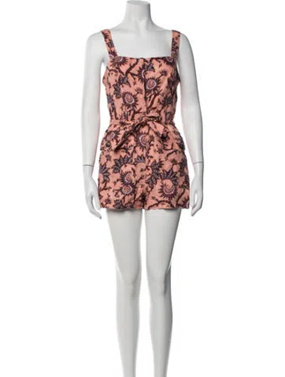 Pre-owned A.l.c Linen Floral Print Romper In Pink