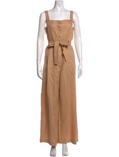 Pre-owned A.l.c Linen Square Neckline Jumpsuit In Neutrals