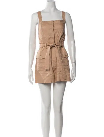 Pre-owned A.l.c Linen Square Neckline Romper In Neutrals