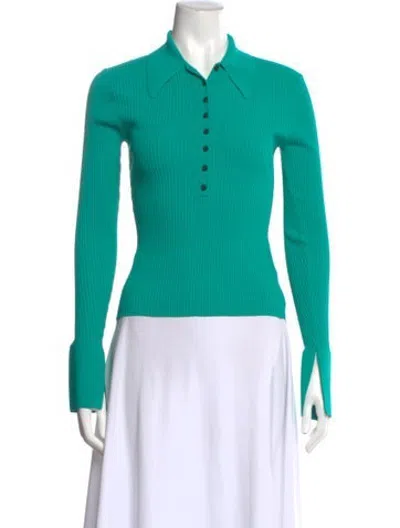 Pre-owned A.l.c Long Sleeve Polo In Green