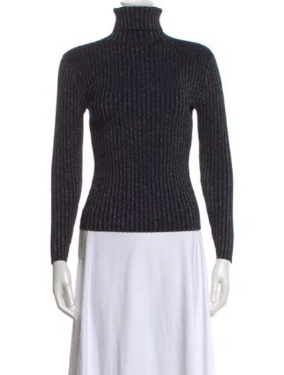 Pre-owned A.l.c Merino Wool Striped Sweater In Blue/metallic