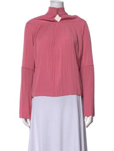 Pre-owned A.l.c Mock Neck Long Sleeve Blouse In Pink