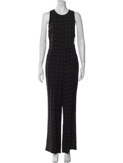 Pre-owned A.l.c Patterned Crew Neck Jumpsuit In Black