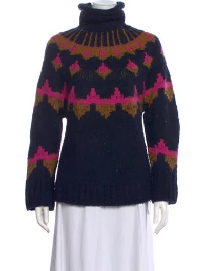 Pre-owned A.l.c Patterned Turtleneck Sweater In Blue