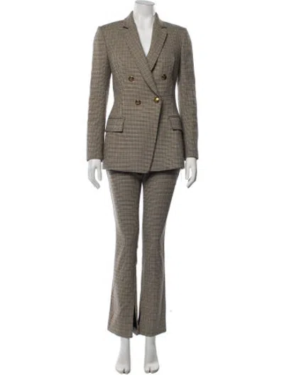 Pre-owned A.l.c Plaid Print Pantsuit In Yellow