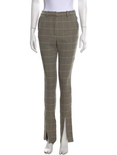 Pre-owned A.l.c Plaid Print Straight Leg Pants In Neutrals