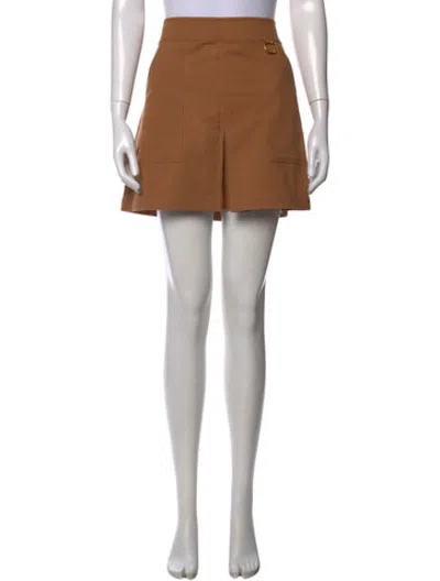Pre-owned A.l.c Pleated Accents Mini Skirt In Brown
