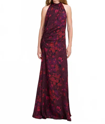 A.l.c Scarlett Floral Halter Gown In Deep Mulberry Multi In Red