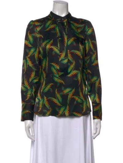 Pre-owned A.l.c Silk Floral Print Blouse In Black