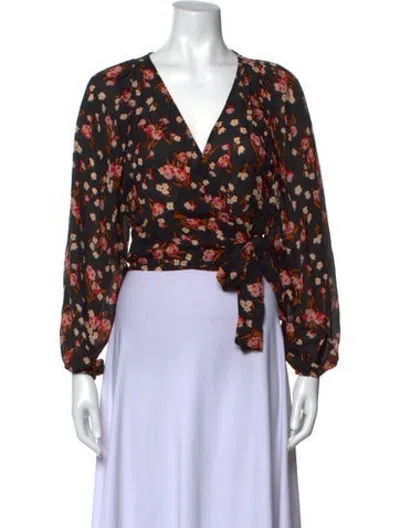 Pre-owned A.l.c Silk Floral Print Blouse In Black