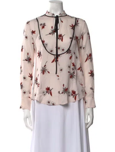 Pre-owned A.l.c Silk Floral Print Blouse In Pink
