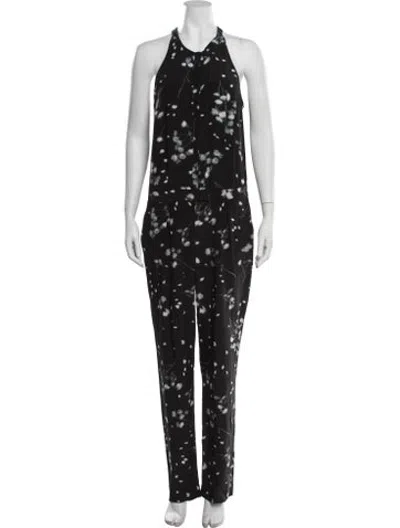 Pre-owned A.l.c Silk Floral Print Jumpsuit In Black