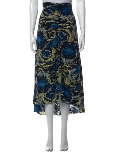 Pre-owned A.l.c Silk Long Skirt In Black/blue