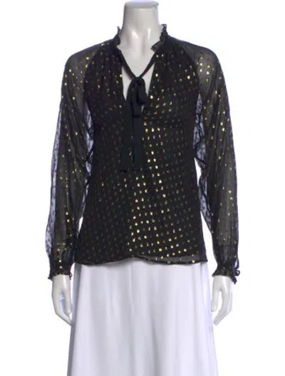 Pre-owned A.l.c Silk Printed Blouse In Black