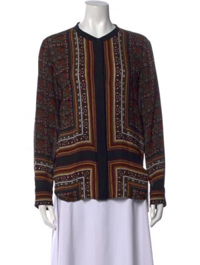 Pre-owned A.l.c Silk Printed Blouse In Black