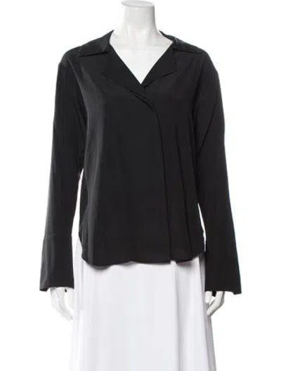Pre-owned A.l.c Silk V-neck Blouse In Black