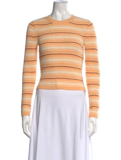 Pre-owned A.l.c Striped Crew Neck Sweater In Orange