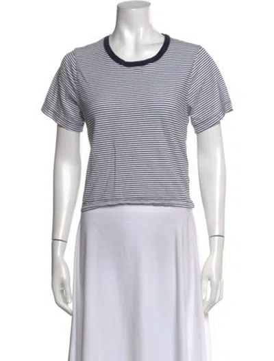 Pre-owned A.l.c Striped Crew Neck T-shirt In Black