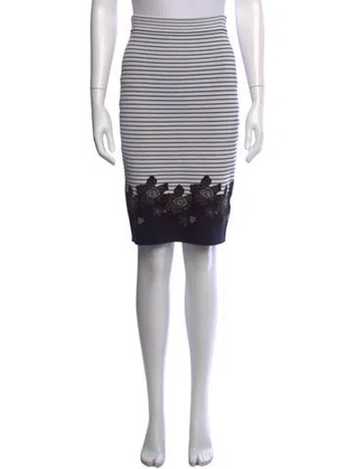 Pre-owned A.l.c Striped Midi Length Skirt In White