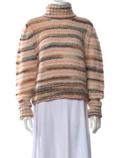 Pre-owned A.l.c Striped Turtleneck Sweater In Neutrals/pink