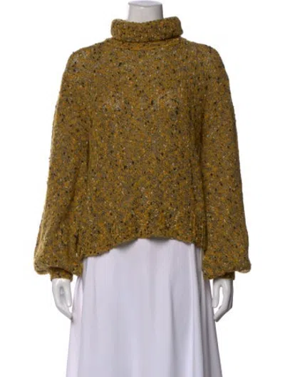 Pre-owned A.l.c Tweed Pattern Turtleneck Sweater In Yellow