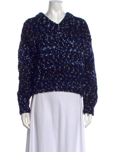 Pre-owned A.l.c Tweed Pattern V-neck Sweater In Blue