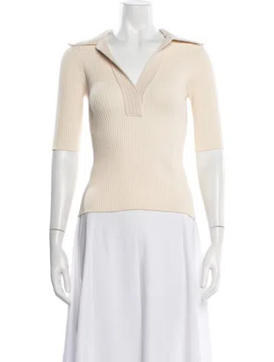 Pre-owned A.l.c V-neck Short Sleeve Polo In Neutrals