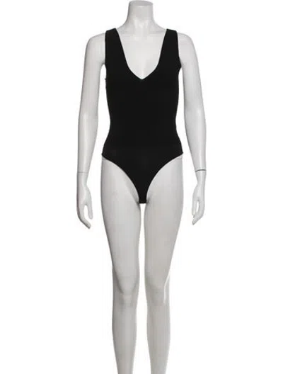 Pre-owned A.l.c V-neck Sleeveless Bodysuit In Black