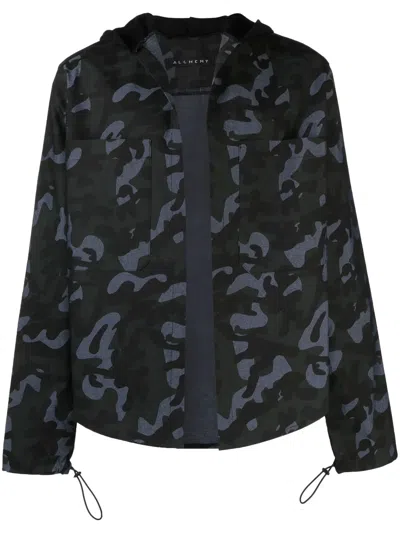 Alchemy Camouflage-print Hooded Shirt In Blau